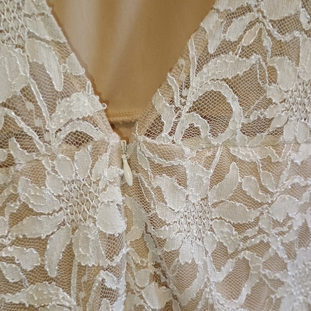 Jump Apparel Ivory Lace Dress XS Open Back Sleeveless Cocktail Party Wedding - Picture 14 of 16